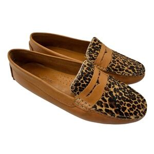 Massimo Matteo Penny Loafers Leather cheetah Animal Print New Women's Size  8.5